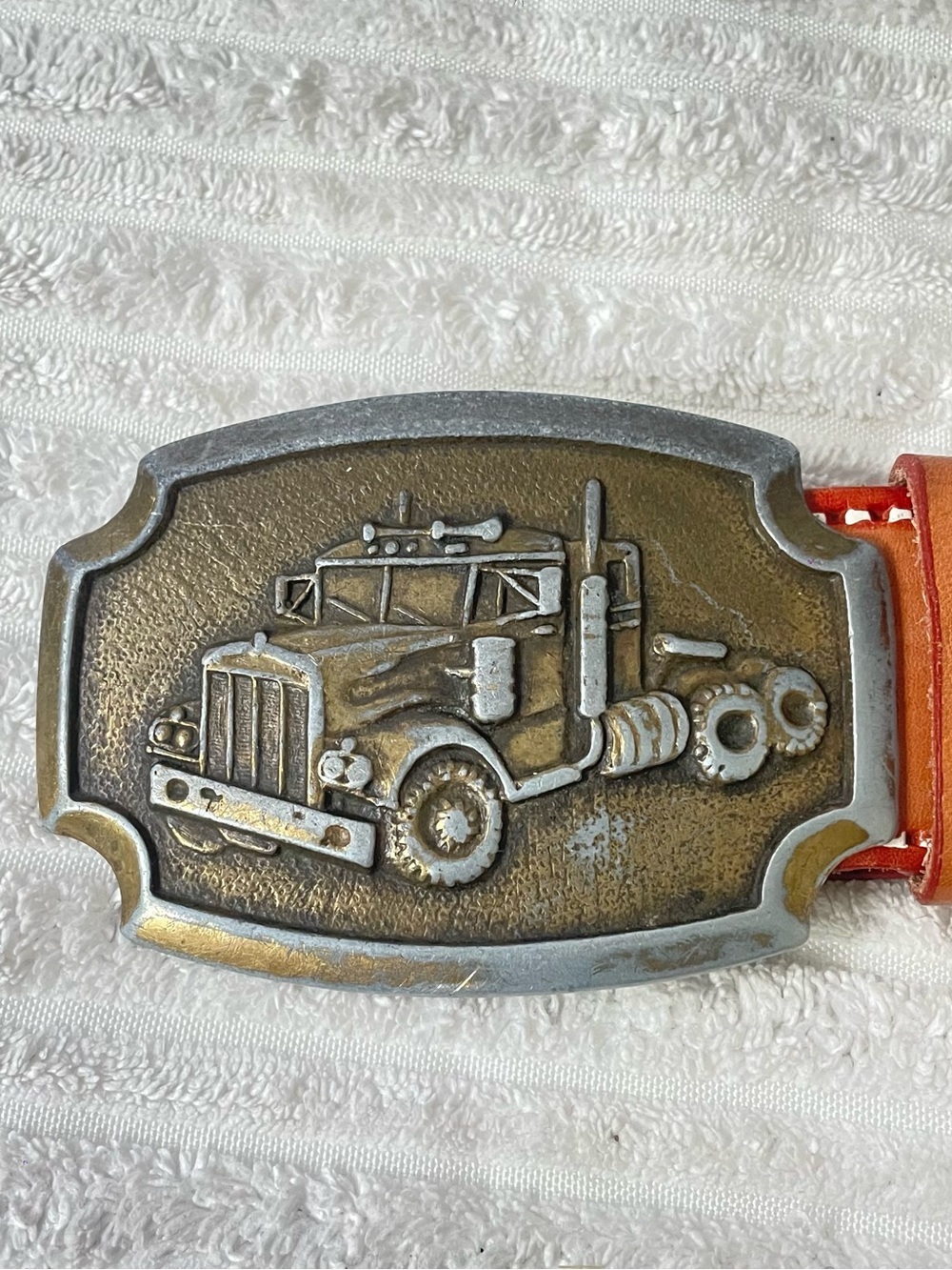 Vintage Mexican Tooled Leather Semi Truck Belt